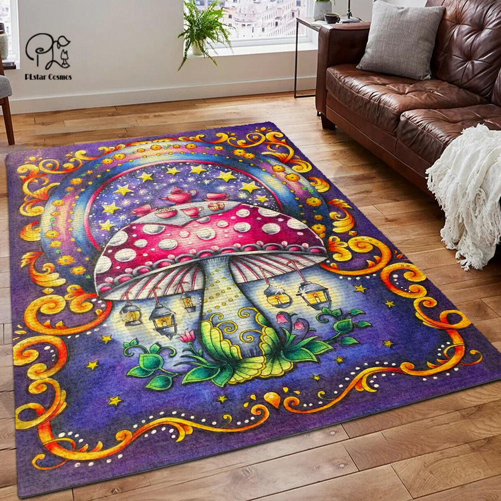 PLstar Cosmos Mushroom Psychedelic Area Rug 3D Printed Room Rug Mat Floor Anti-slip Large Rug Carpet Home Decoration