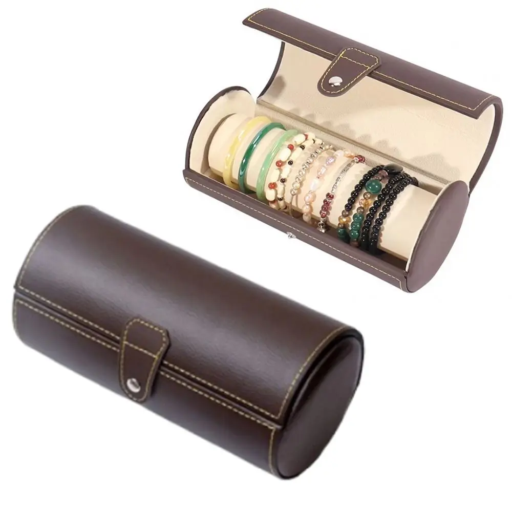 Gift Box Portable Watch Roll Travel Case Cylindrical PU Leather Wristwatch Holder Compact Durable Watch Display Box Travel Use