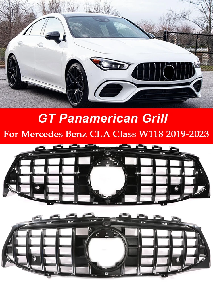 

Front Bumper GT Diamond AMG Grille For Benz CLA W118 C118 CLA180 CLA200 CLA250 CLA260 CLA45 2019-2023 Pre-Facelift With Camera