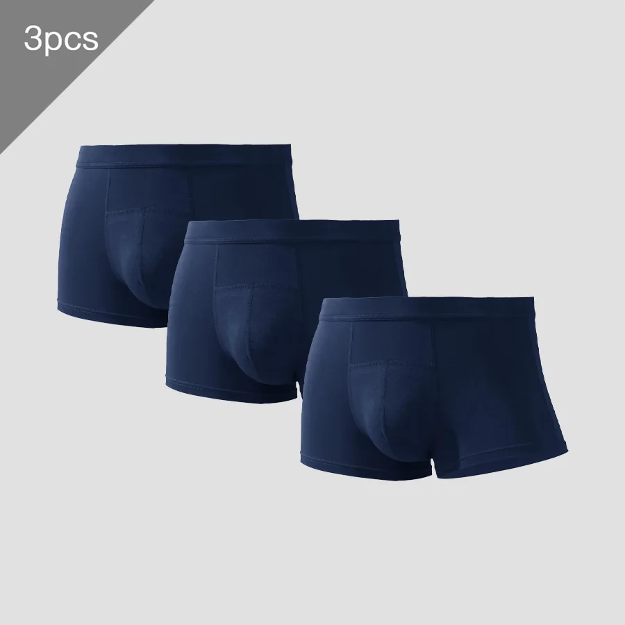 

3Pcs Men's Underwear Ice Silk Boxer Briefs Modal Four-Corner Briefs Summer Breathable Thin Underpants