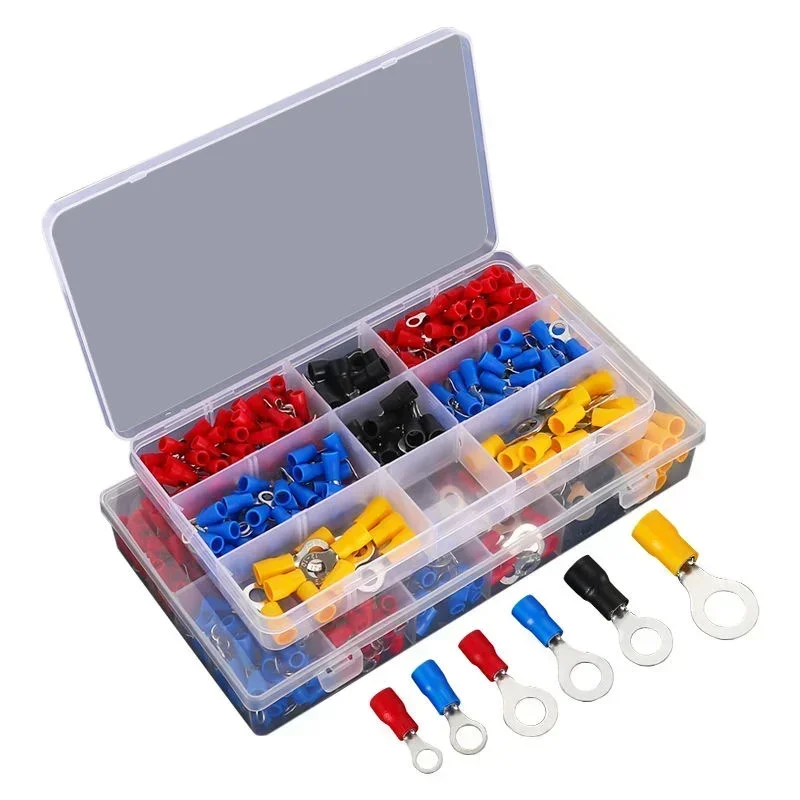 Insulated Cable Terminals Set Electrical Wire Crimp Spade Butt Ring & Fork Crimp Lugs Assorted Kit for Reliable Connections