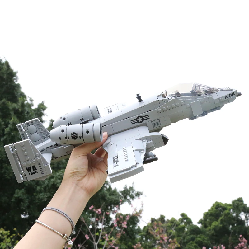 US Military A-10 Fighter Building Blocks Arms Vehicle Model New Type Armored Thunderbolt II Plane Bricks Boys Toys