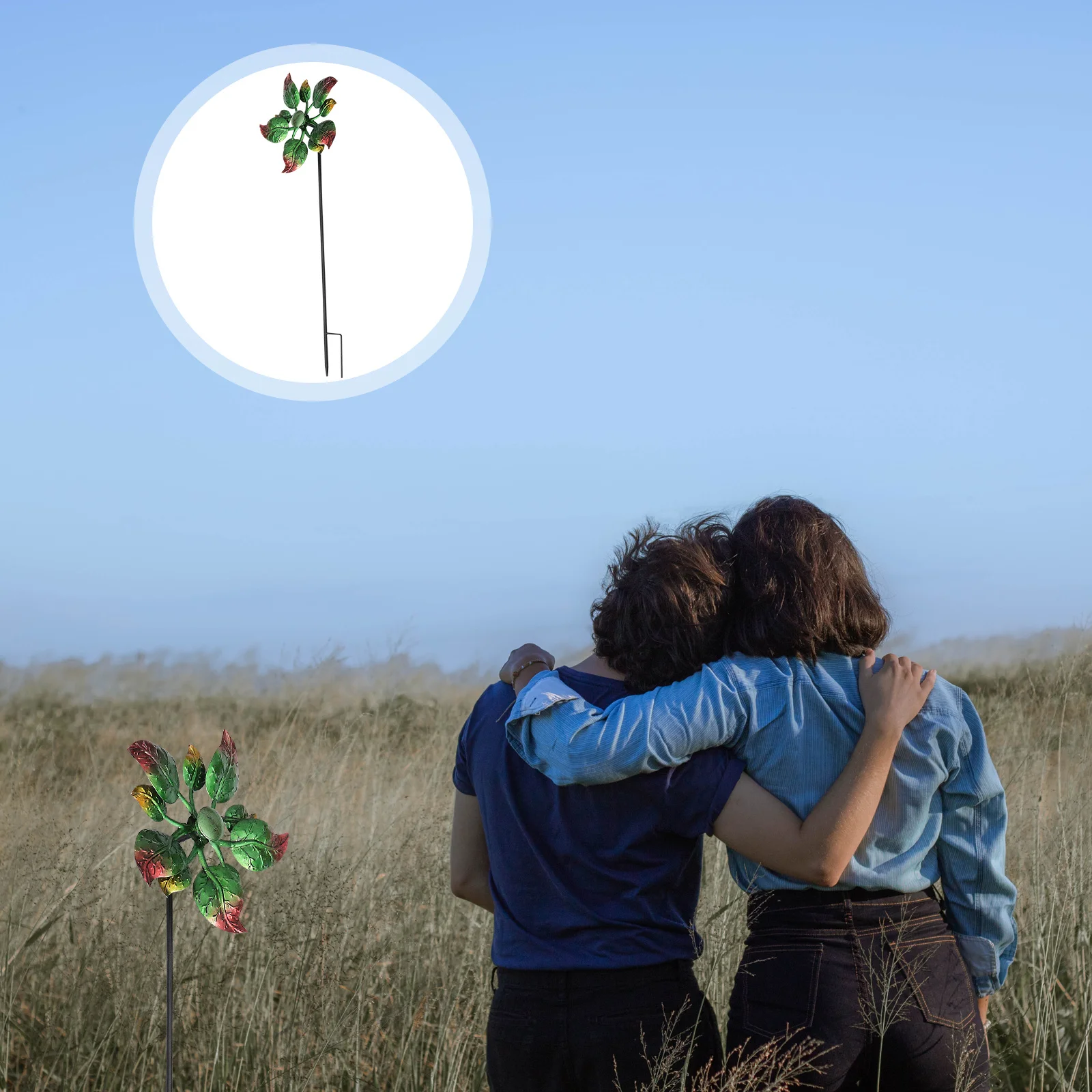 

1pc Iron Windmill Decorative Pinwheel Colorful Windmill For Garden Patio Lawn Yard Adornment Outdoor Metal Art Home Decor