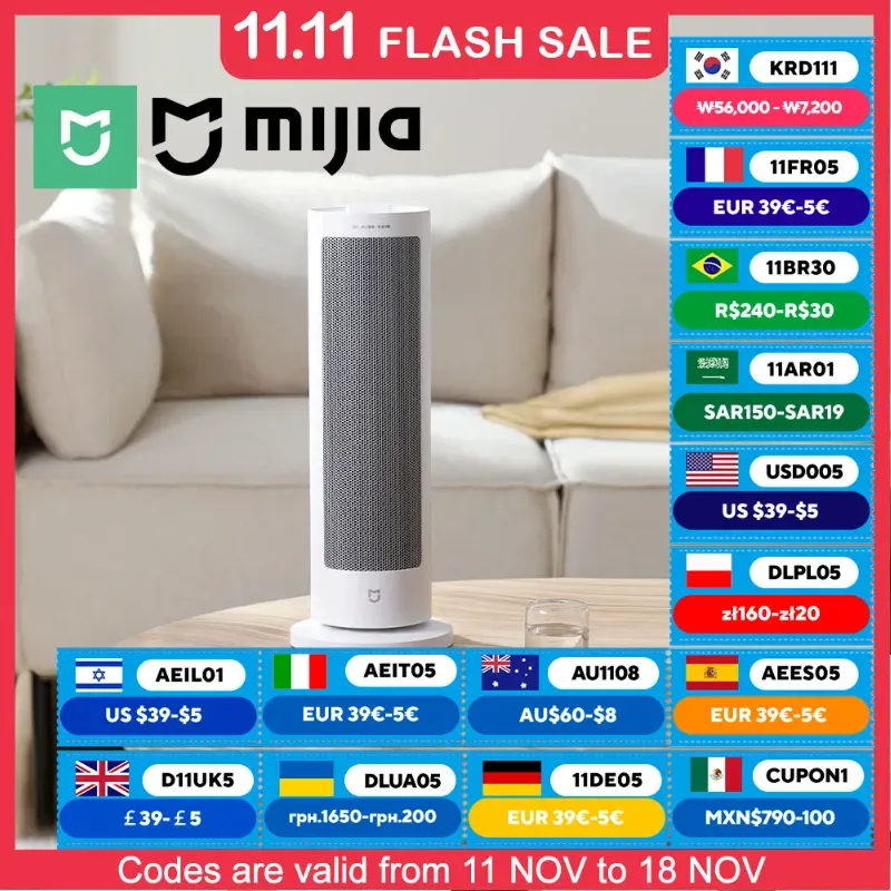 MIJIA Fan Heater For Home Electric Heaters 2000W PTC Ceramic Heating Warmer Machine 220V Multiple Safety Protections CN Version 