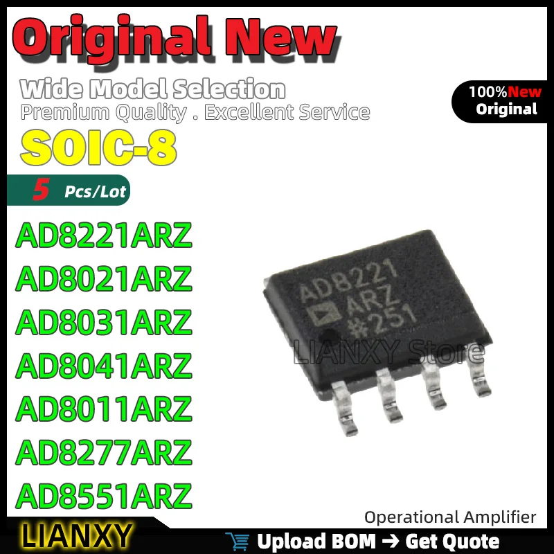 5pcs SOIC-8 AD8221ARZ AD8021ARZ AD8031ARZ AD8041ARZ AD8011ARZ AD8277ARZ AD8551ARZ Operational Amplifier New Original