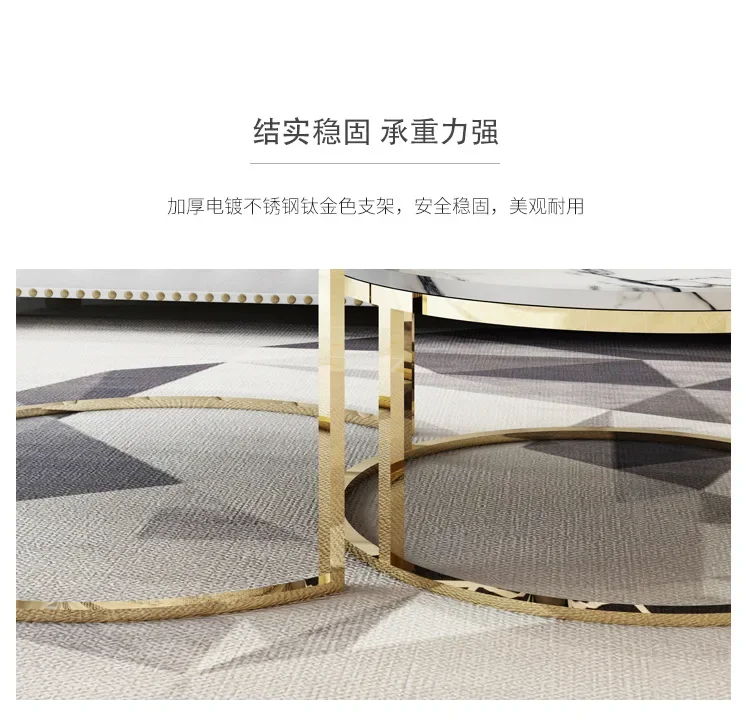 Marble table Modern Simple Apartment Round Side Bedside Table Home Living Room  Iron Small Coffee Table Combination