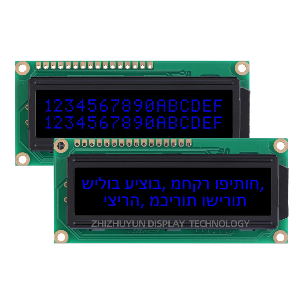 LCD1602B REV. Pantalla de caracteres hebreos C BTN, película negra, letra roja, módulo de visualización 1602, pantalla LCD 16x2 COB