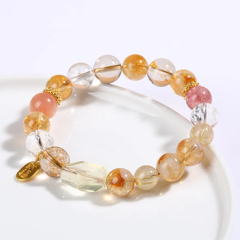 Natural Stone Lucky Bracelet Original Design Crystal Yellow Asai White Crystal Asai Fine HandString White Crystal Gift for Girls