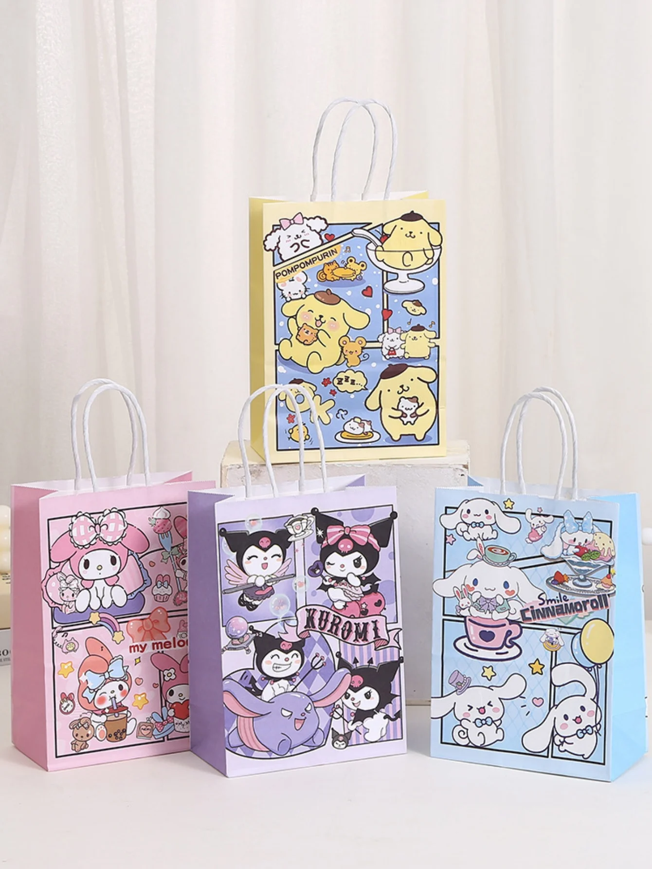 3 ชิ้น Sanrio Kuromi melody ของขวัญวันเกิดถุงโปรดปรานกระเป๋า Goody กระเป๋า Sanrio Birthday Party อุปกรณ์ตกแต่ง