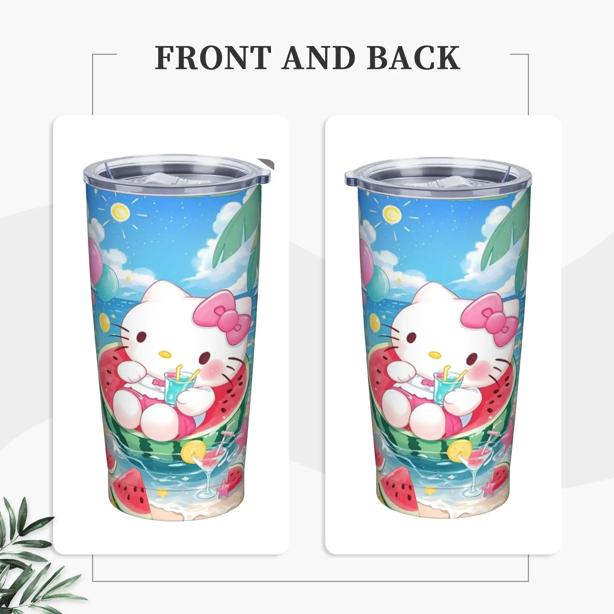 

Hello Kitty Watermelon Stainless Steel Tumbler Travel Mugs Cup Large Capacity Coffee Mug Cold and Hot Milk Tea Water Bottle