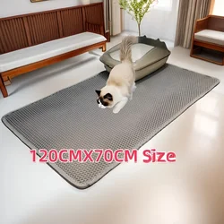 Cat litter mat, large EVA environmentally friendly double-layer non-slip cat litter mat cat toilet,cat accessories 70x120cm