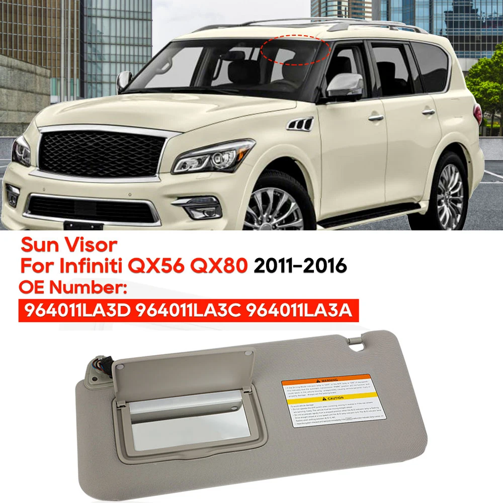 

Left Drive Car Sun Visor For Infiniti QX56 QX80 2011-2016 2015 964011LA3D 96401-1LA3D Front Sunshade Cover Shade Shield Sunvisor