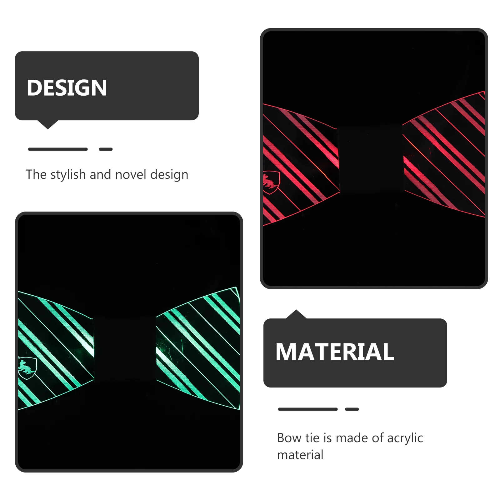 

New Acrylic Bar Bow Tie Bow Tie Glowing Party Accessories for Bar Rave Dance Wedding Celebration Luminous Props