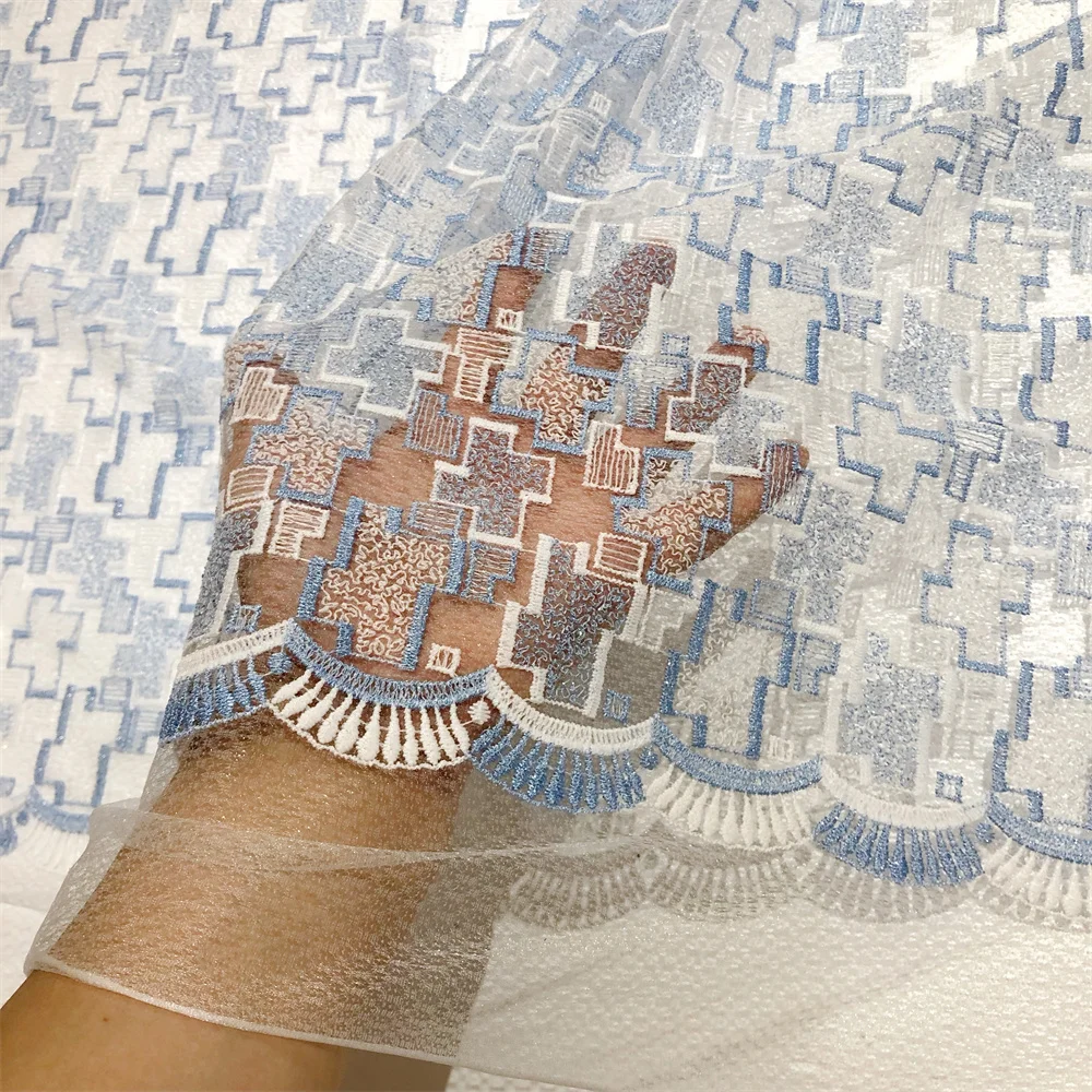 Neuer Stil Mesh-Stickerei Afrikanischer Spitzenstoff 2026 Hochwertige Spitze Wasserlösliche Modische Weiche Spitze 5 Yards – Detail 10