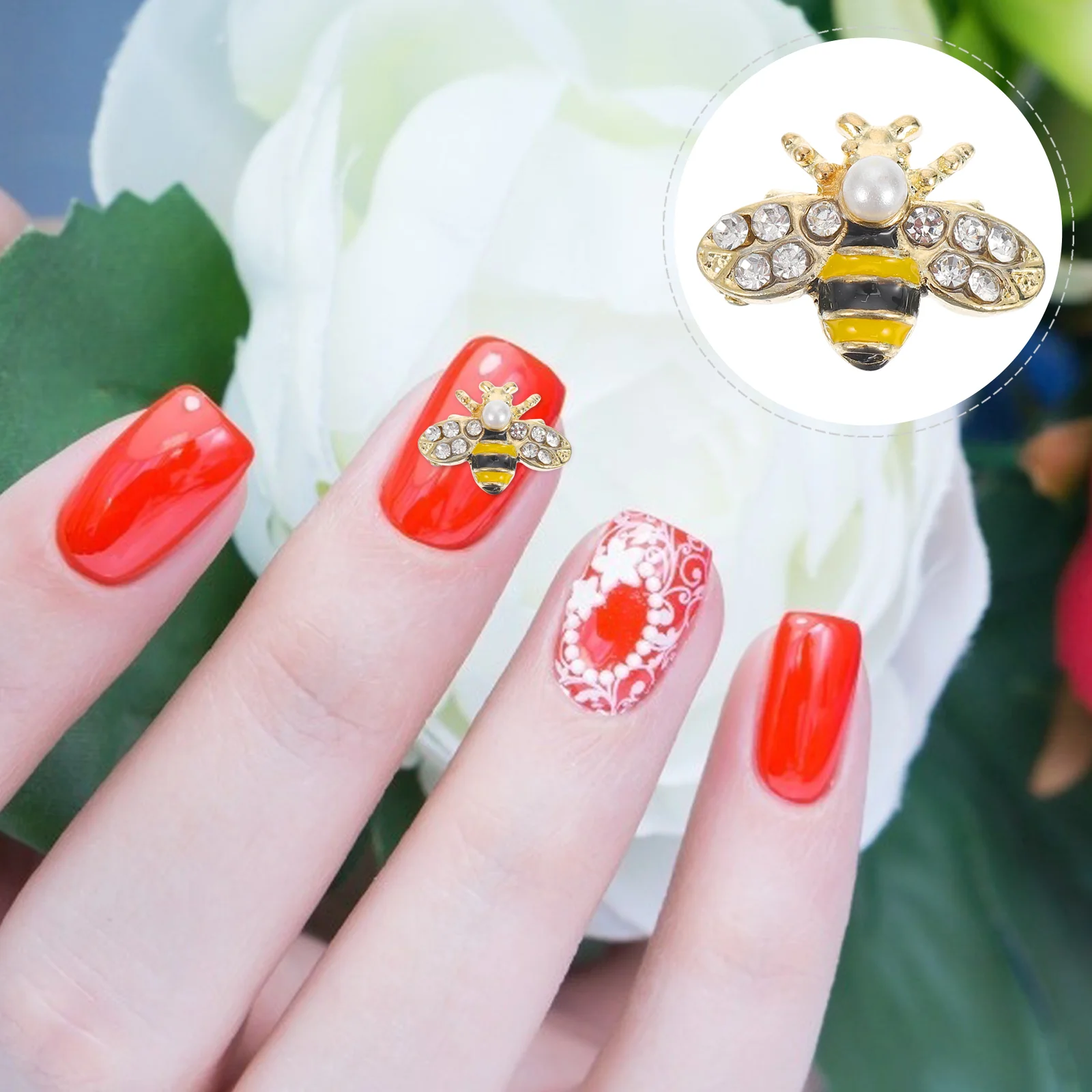 

20pcs Nail Parts 3D Nail Charm Creative Bee Shape Nail Rhinestone Nail Decorates For Nail DIY Manicure Ornaments