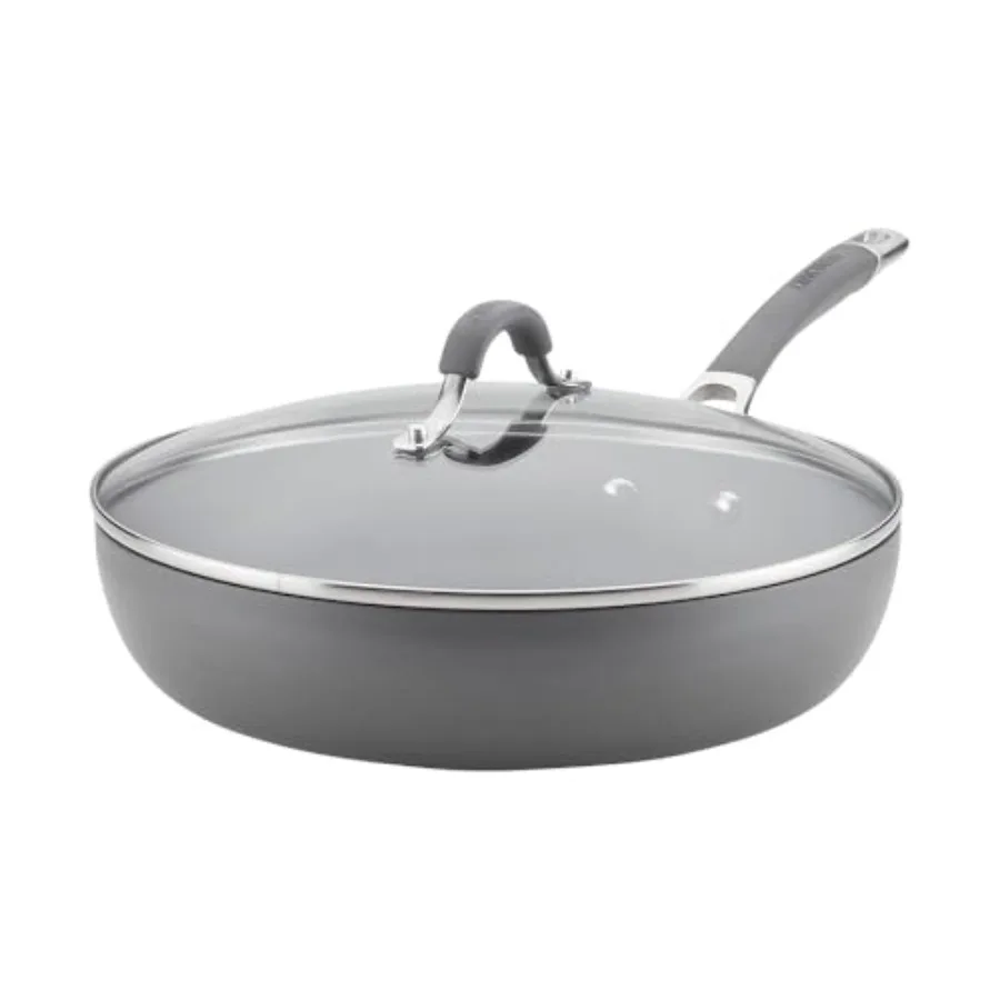 

Radiance Hard Anodized Nonstick Deep Fryg Pan with Lid, Frying Pan with Lid, Deep Skillet