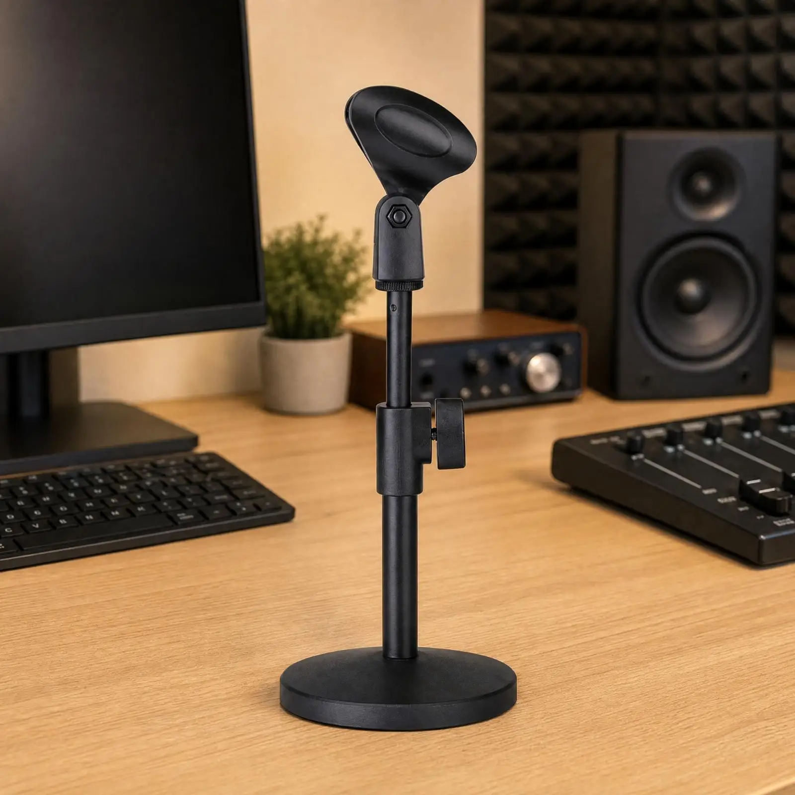 Weighted Base Desktop Mic Stand Adjustable Height Desktop Mic Stand Stable Compact for Live Broadcasting, Podcasting
