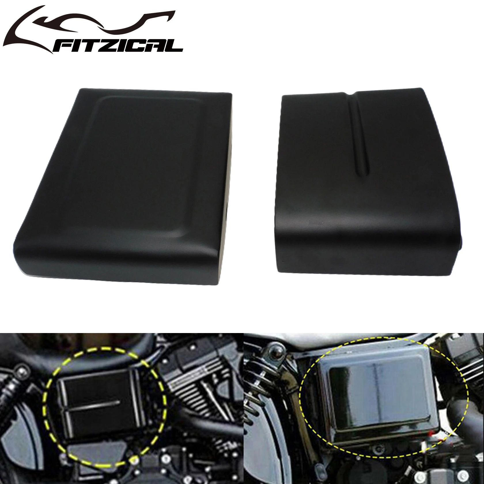 

Motorcycle Battery Side Fairing Cover Guard Protector Mattle Black For Harley Dyna Fat Bob FXDF FXDB 2006-2017 Street Bob 06-14