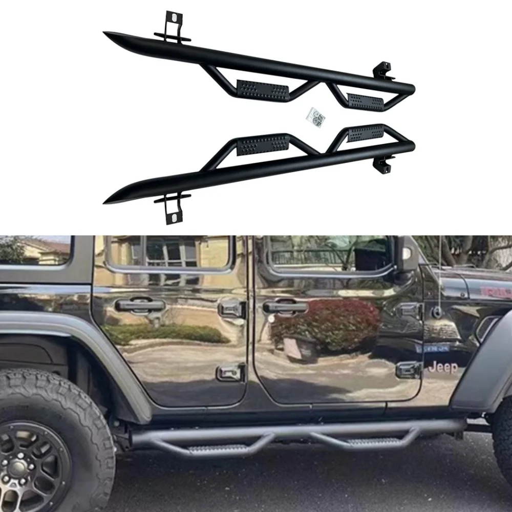 1 Set Black Steel 4 Door Side Step Running Board For Jeep Wrangler JL 2018+ JL1061-4