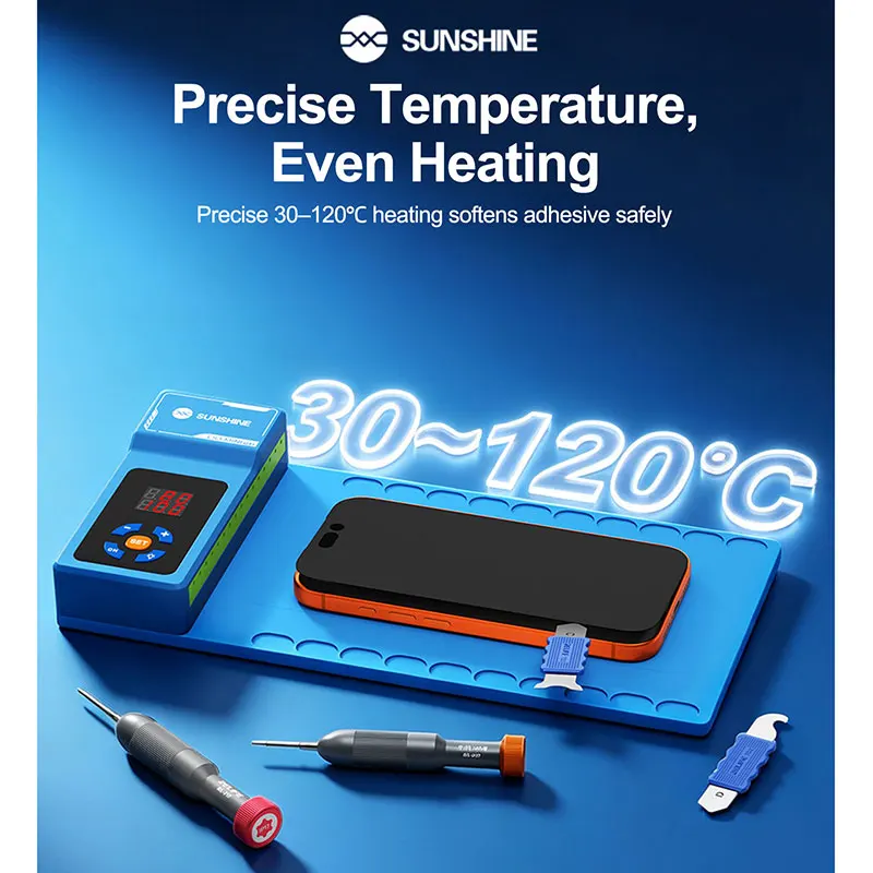 SUNSHINE LS3 Mini tragbarer LCD-Bildschirmentferner, intelligente Temperaturregelung, für Mobiltelefone und Tablets unter 10,5 Zoll – Detail 8