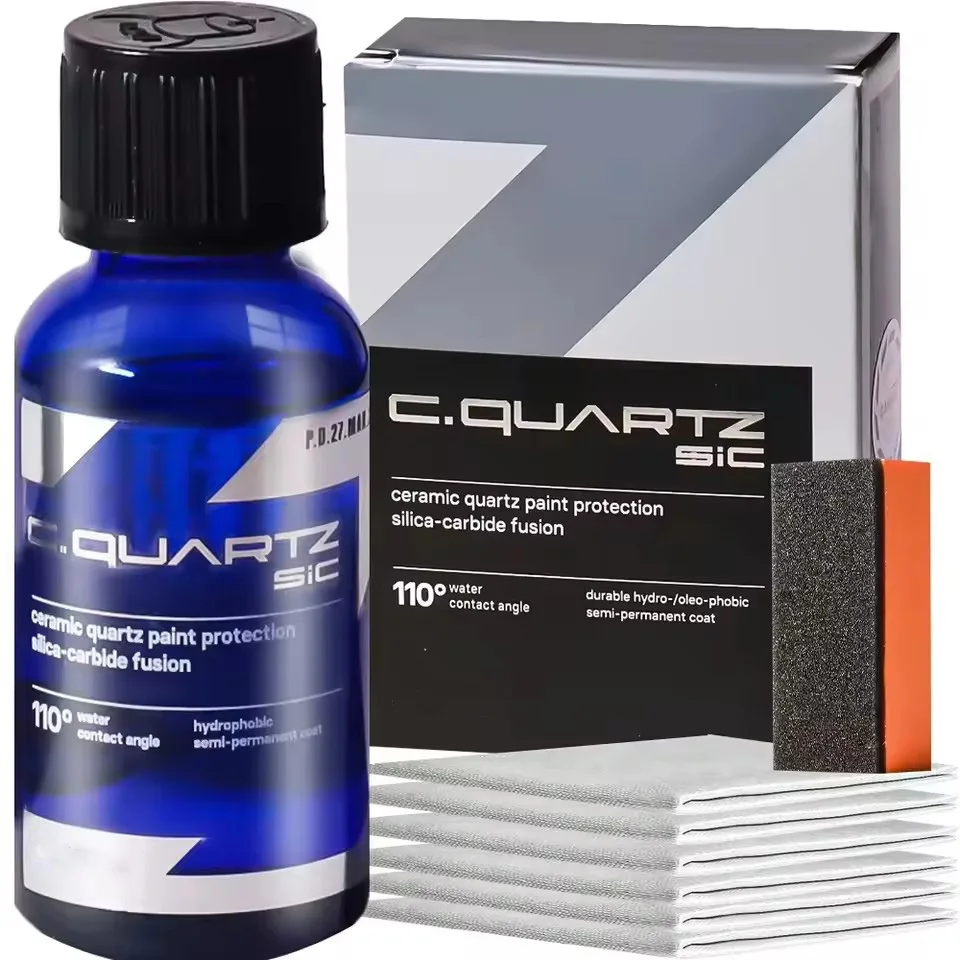 For CAR CQUARTZ SiC 30ml Kit Car Ceramic Coating Finish Quartz Based Nanotechnology Bonds To Paint Glass Metal and Plastic