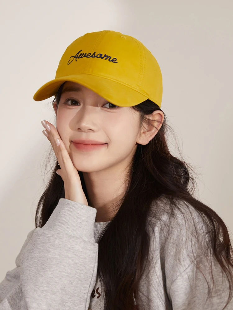 

Casual versatile baseball cap women's cotton soft top hat wide brim sunshade cap men
