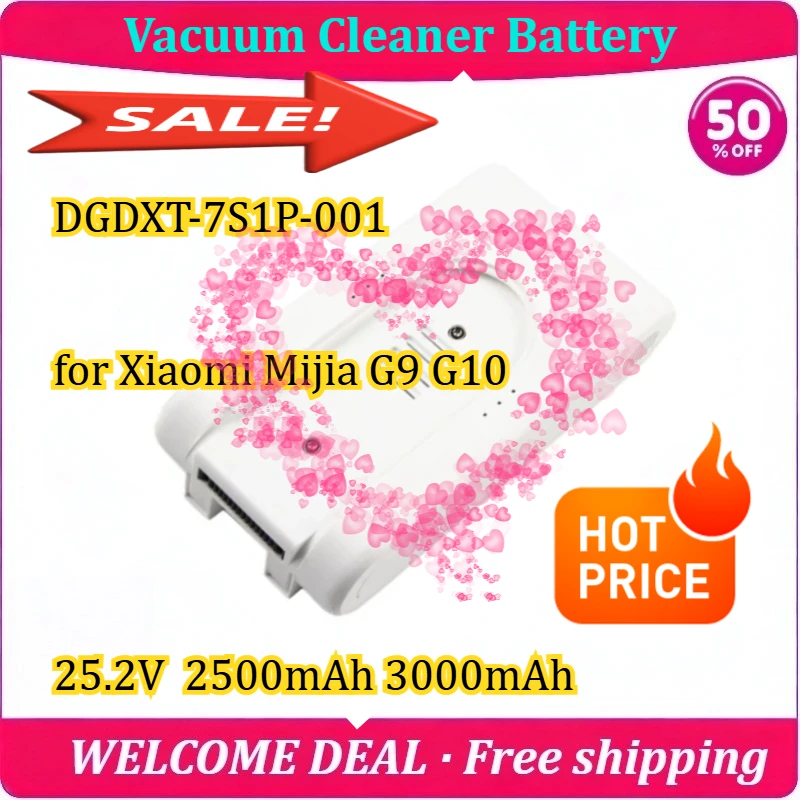 [New] DGDXT-7S1P-001 for Xiaomi Mijia G9 G10 25.2V  2500mAh 3000mAh Vacuum Cleaner Battery Lithium Battery