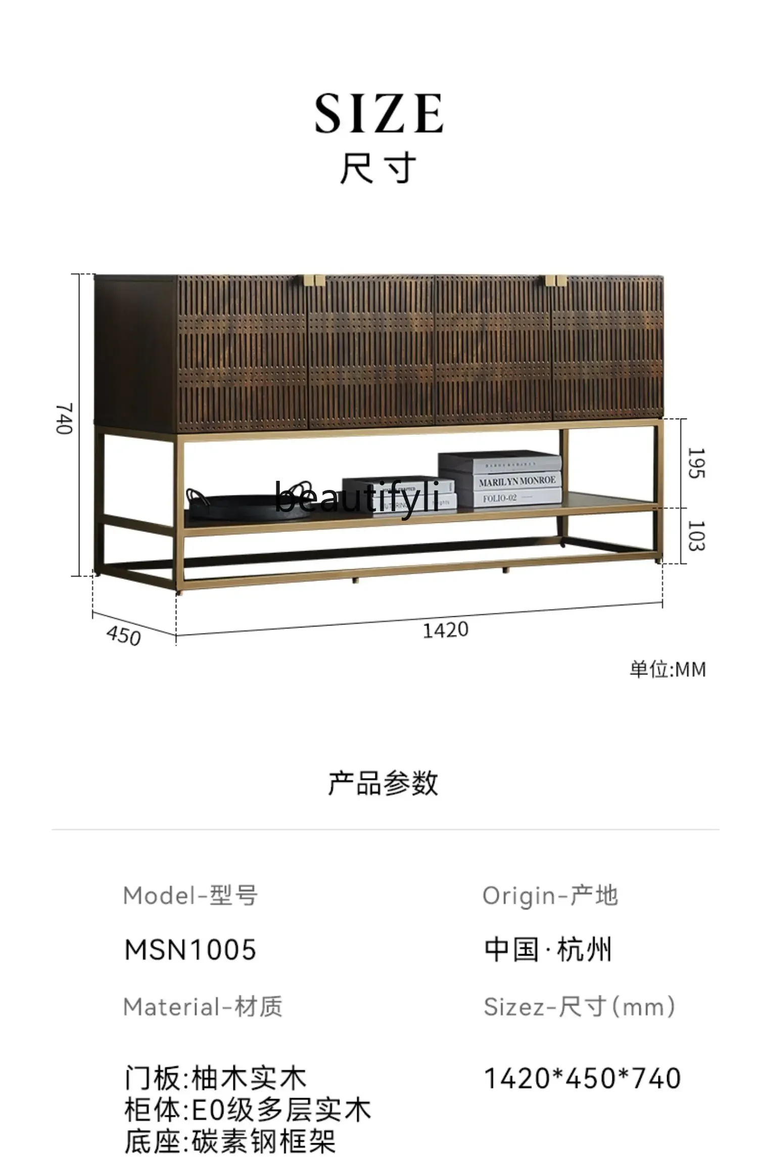 خزانة جانبية لتناول الطعام من الخشب الصلب بتصميم عتيق فاخر وخفيف الوزن وخزانة عتيقة متوسطة لغرفة المعيشة ومدخل الحائط وخزانة غرفة الطعام #6