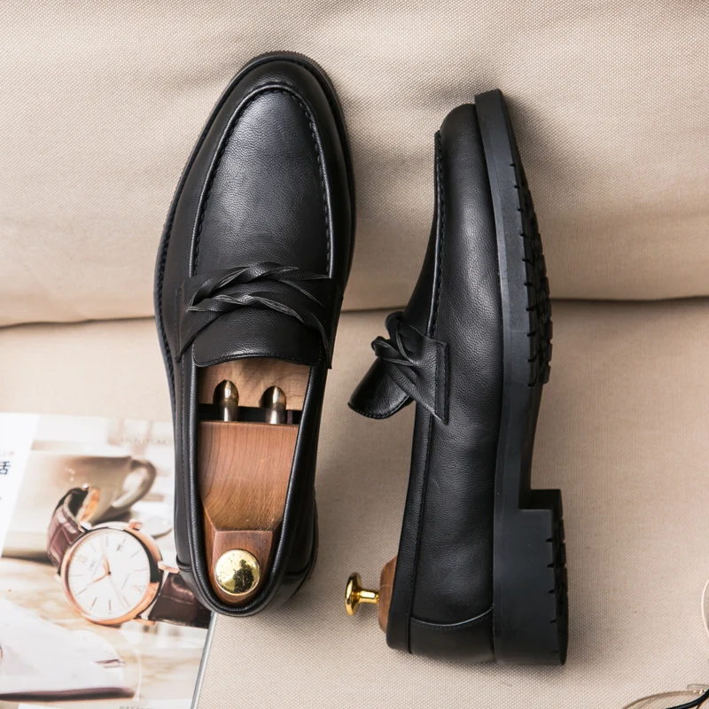 Men New Classic Lefu Shoes Black Brown One Step Outdoor Comfortable Driving Dress Shoes Lazy Fit Bean Shoes Size 38-44 Men Shoes