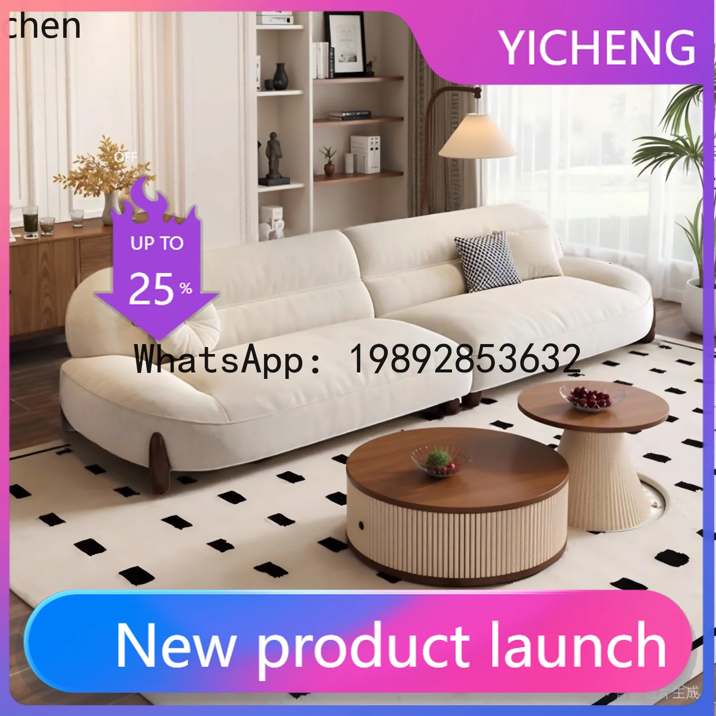 

modern minimalist cloud skin-friendly flannel small apartment living room straight row light luxury sofa