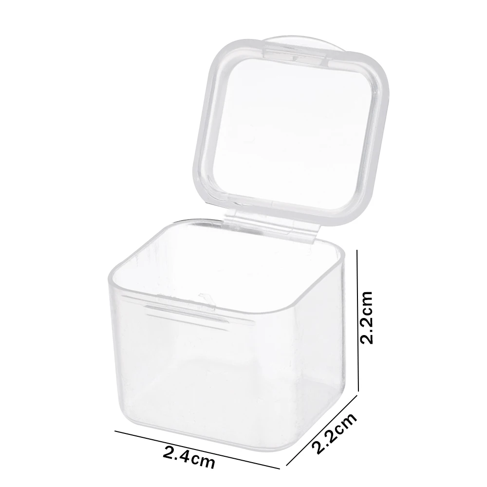 Caja transparente de 5-20 piezas para almacenamiento de cuentas, contenedor cuadrado de plástico para joyería, embalaje para Nail Art, organizador