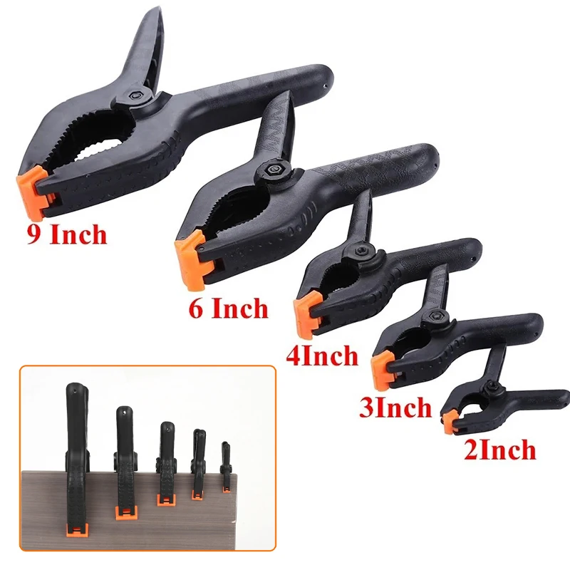 4PCS Spring Clamps 2/3/4/6/9inch Heavy-duty Plastic Nylon Clamps for Crafts Backdrop Stands Woodworking Photography Studios