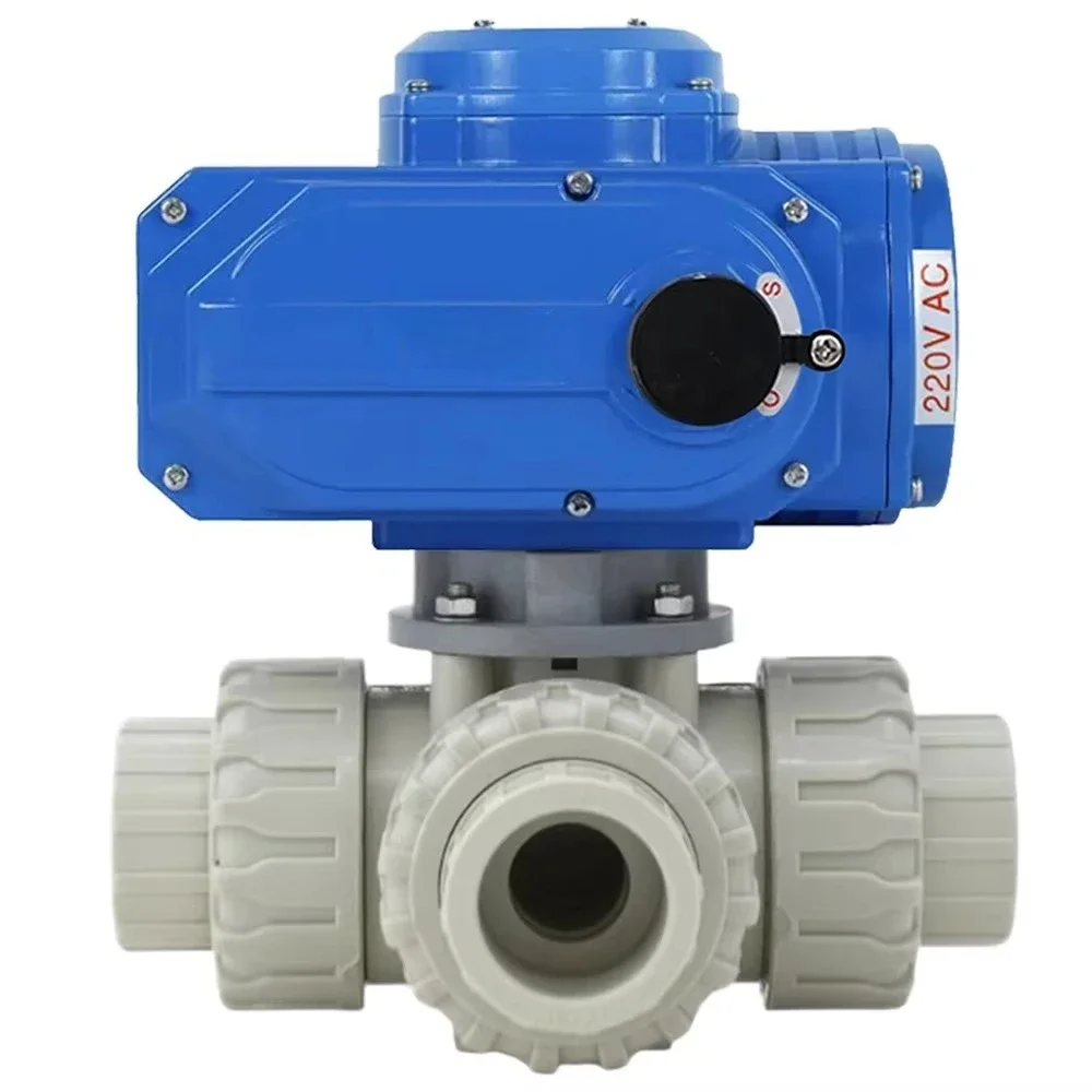 3 Way Motorized Valve PPH On/off Type DN40  L Port 12v 24V 220V Operated 90 Rotary Electric Actuator 3 Way Ball Valve Price