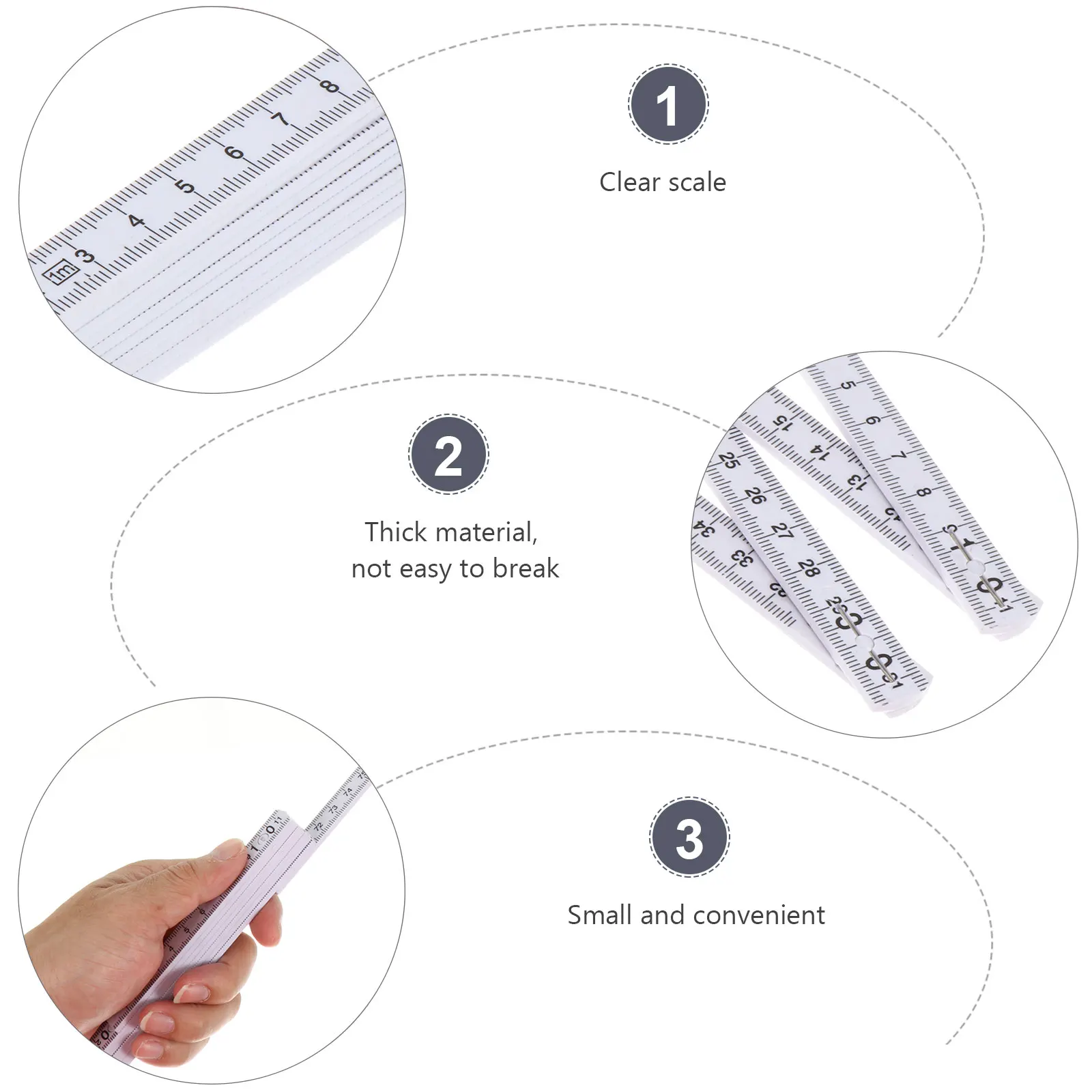 

5 Pcs Folding Ruler Lightweight Portable Measuring Stick Carpenter Tool Flexible ABS Water Resistant Chemical Proof Fold
