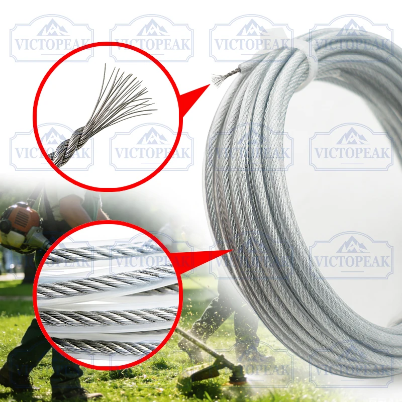 2.4mm*5m Steel Wire Trimmer Line Garden Power Tool Accessories Grass Trimmer Head Replacement String for Brush Cutter Lawn Mower