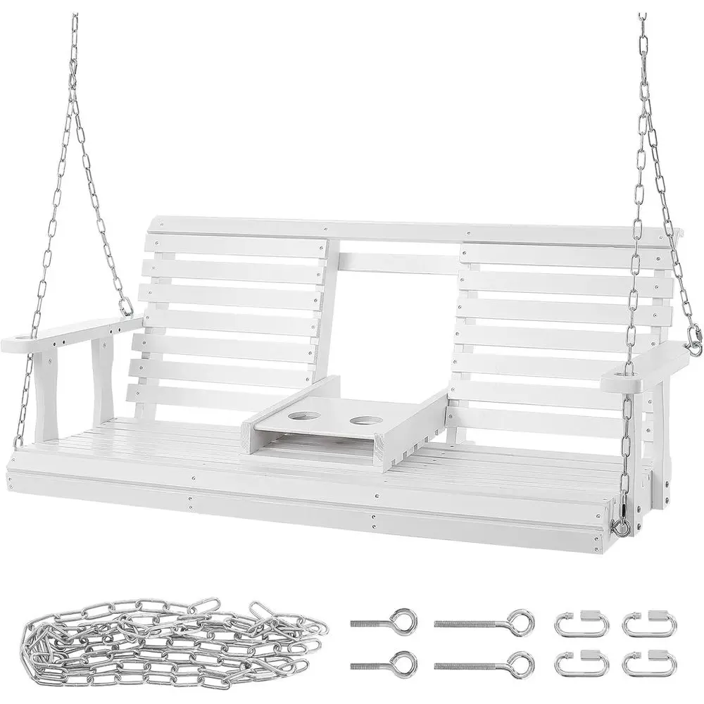 

Деревянные садовые качели белого цвета, 5 футов, усиленной конструкции, грузоподъемность 880 фунтов, идеально подходят для патио, двора и сада.