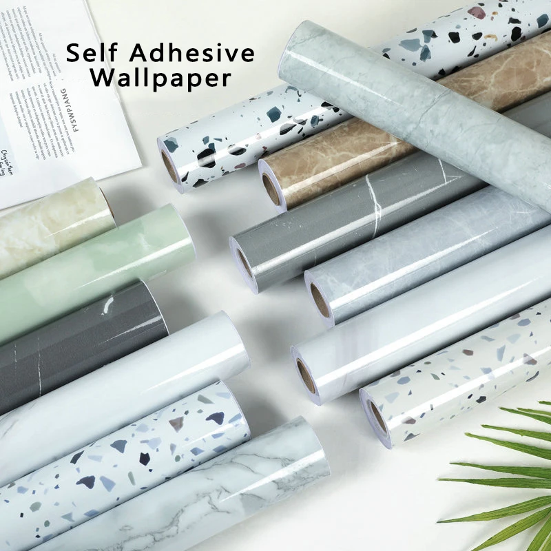 Self-adhesive Marble Pvc Wallpaper ตู้ครัวทนอุณหภูมิสูงกันน้ำ อ่างล้างจาน เดสก์ท็อปสติกเกอร์ เฟอร์นิเจอร์ การตกแต่งใหม่ ฉีกขาดและวาง ของตกแต่งบ้าน