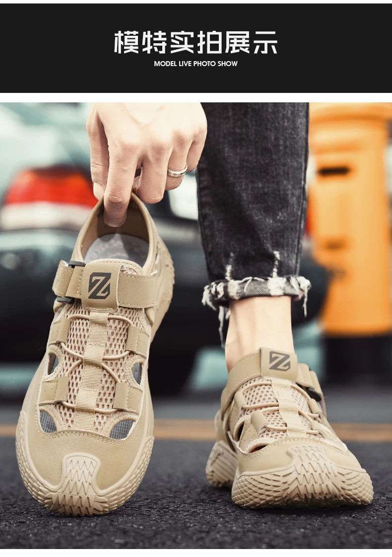 Große Sandalen für Herren, neues Sommermodell, trendig, vielseitig einsetzbar, lässige Sportsandalen, bequeme Sandalen mit weicher Sohle und hohlem Design für den Strand. – Detail 8