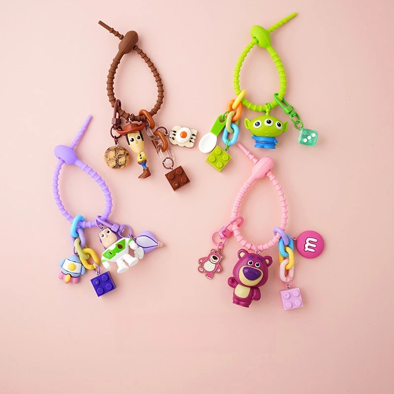 Hot Disney Anime Toy Story Series Creativity Key Chain Pendant Cartoon Cute Woody Buzz Lightyear Alien Backpack Keychain
