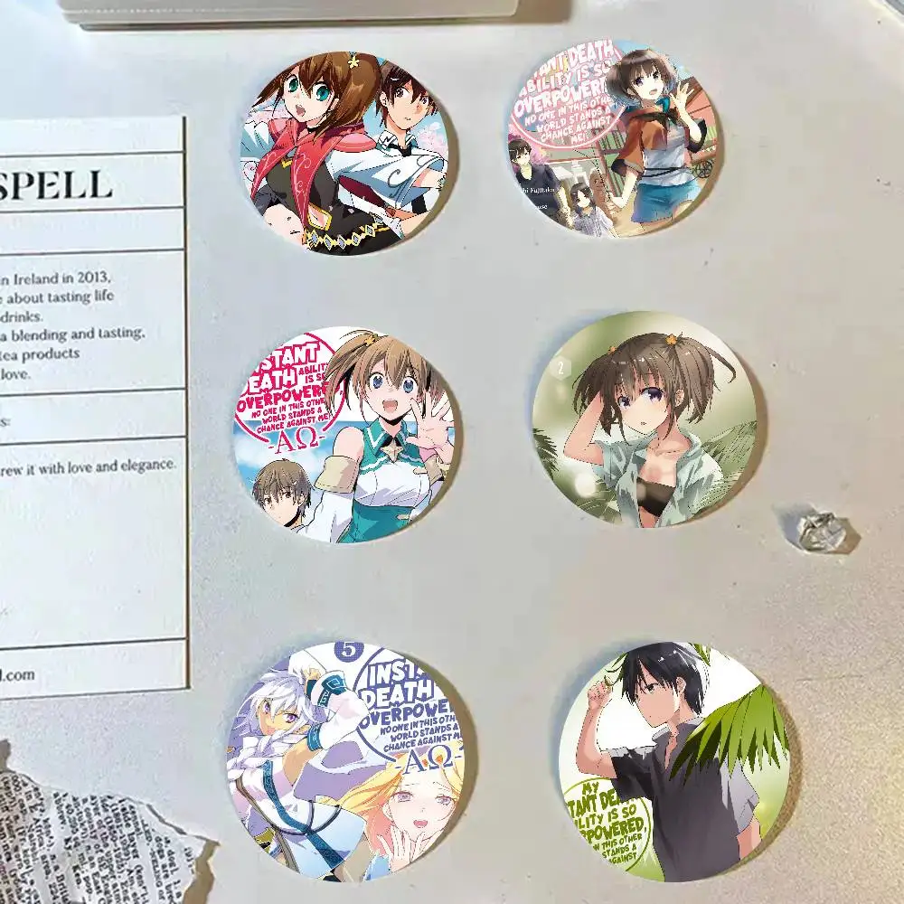 My Instant Death Ability Is Overpowered Anime Cartoon Style Badge Brooches On Backpack Decoration Round Enamel Pins For Accesso