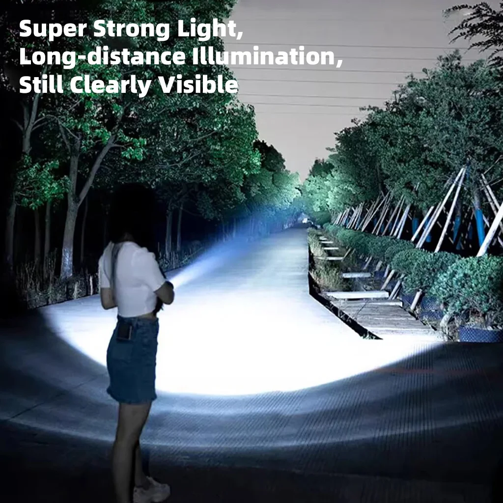 High Power Long-range Lantern Super Bright LED Flashlight USB Rechargeable Tactical Torch With Sidelight Lamp Waterproof Outdoor image 6