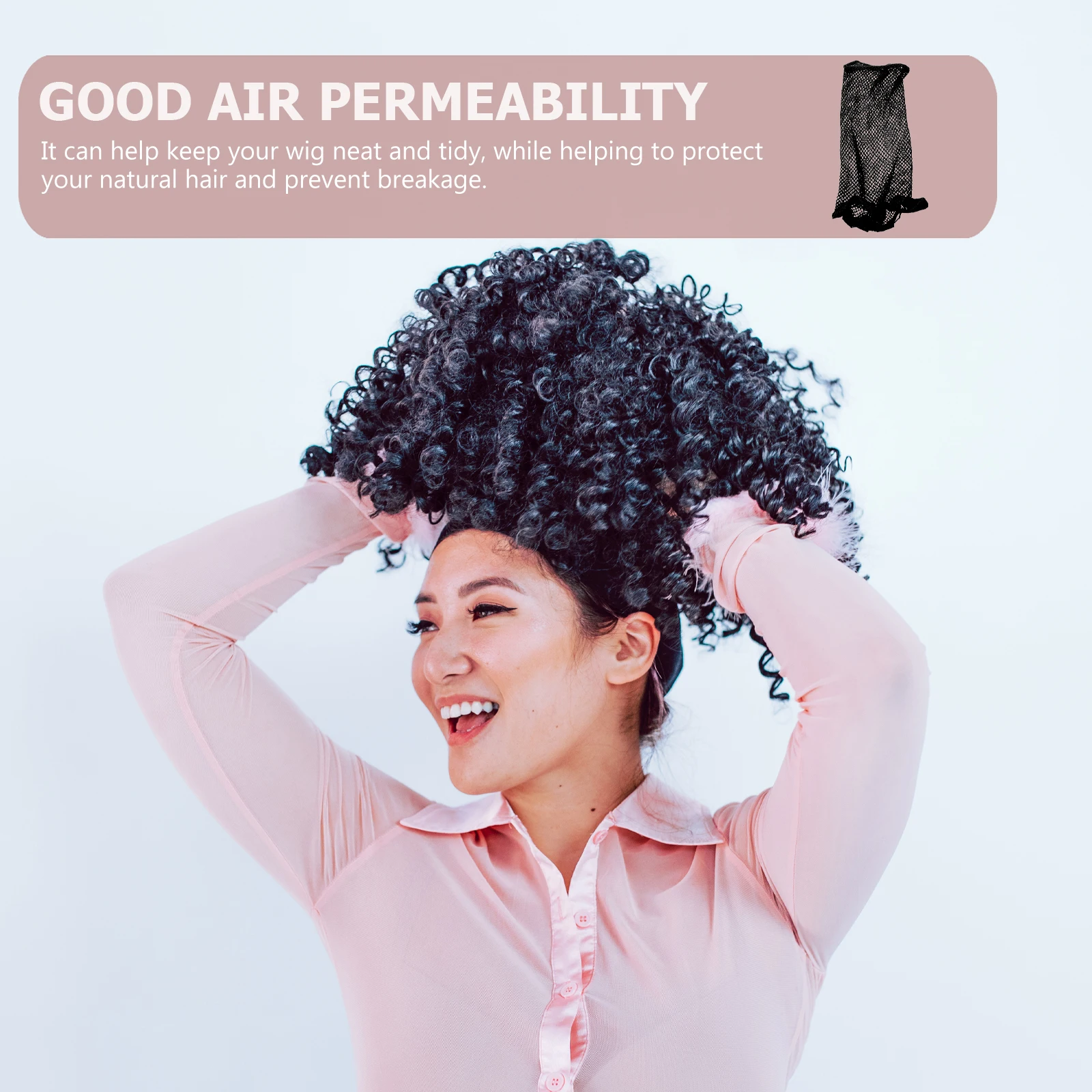 

8PCS Black Hair Nets Elastic Breathable Caps Polyester Mesh Wearing Adjustable Size Comfortable Fits Women