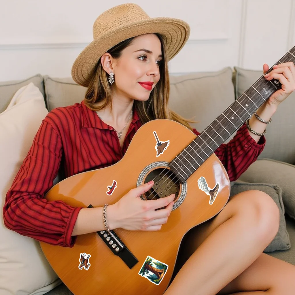 35pcs-100pcs Cartoon Nature Decals Playful Exploration Explorer Stickers Nature Stickers For Laptop Guitar