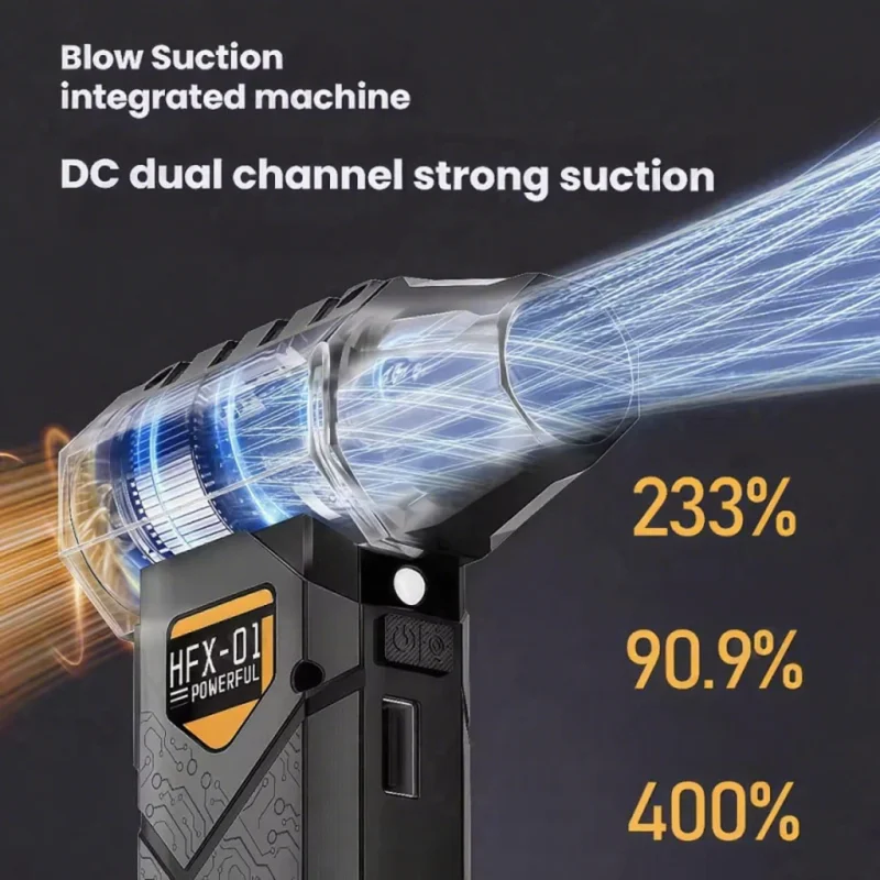 HFX-01 Powerful Turbo Air Blower 380g Blowing Force Strong Airflow Turbo Fan Power Bank Function Wireless Compressed Air Duster