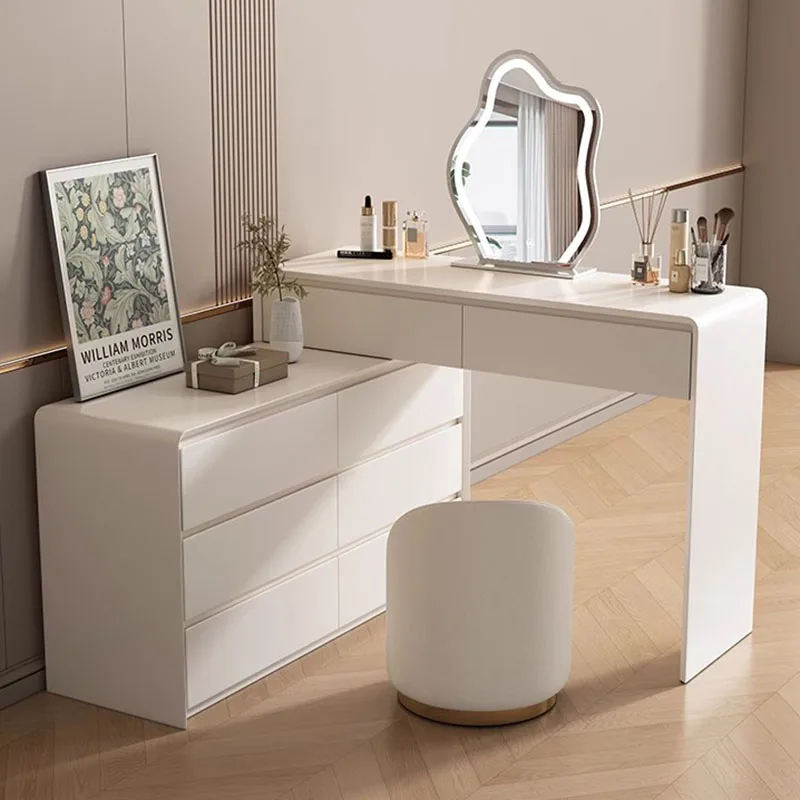 

Luxury Women Dressing Table Storage Bedroom Makeup Drawers Cabinet Mobile Vanity Table Cosmetics Penteadeira Chinese Furniture