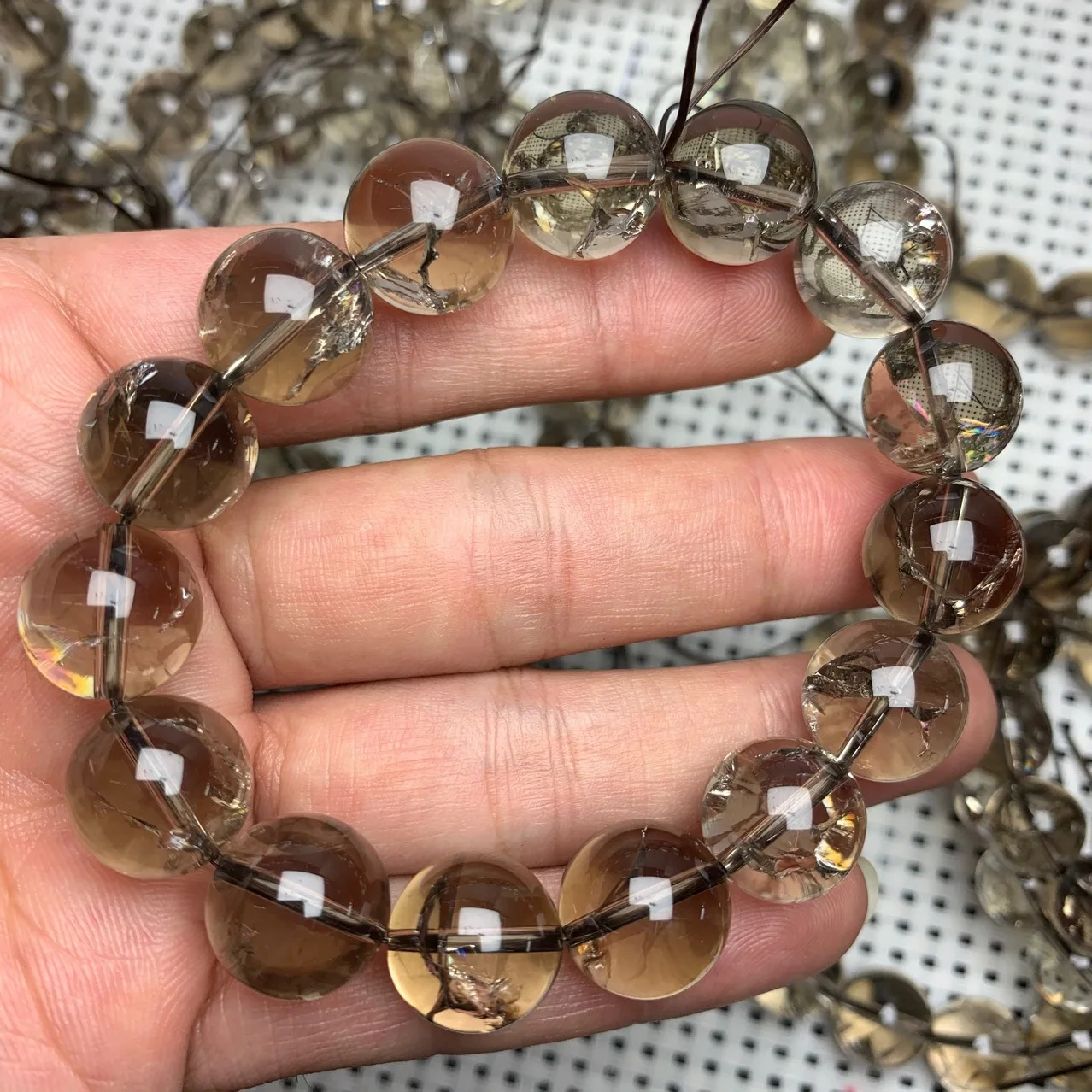 سوار كوارتز سموكي مستدير 8 مم 10 مم 12 مم 14 مم قطعة واحدة