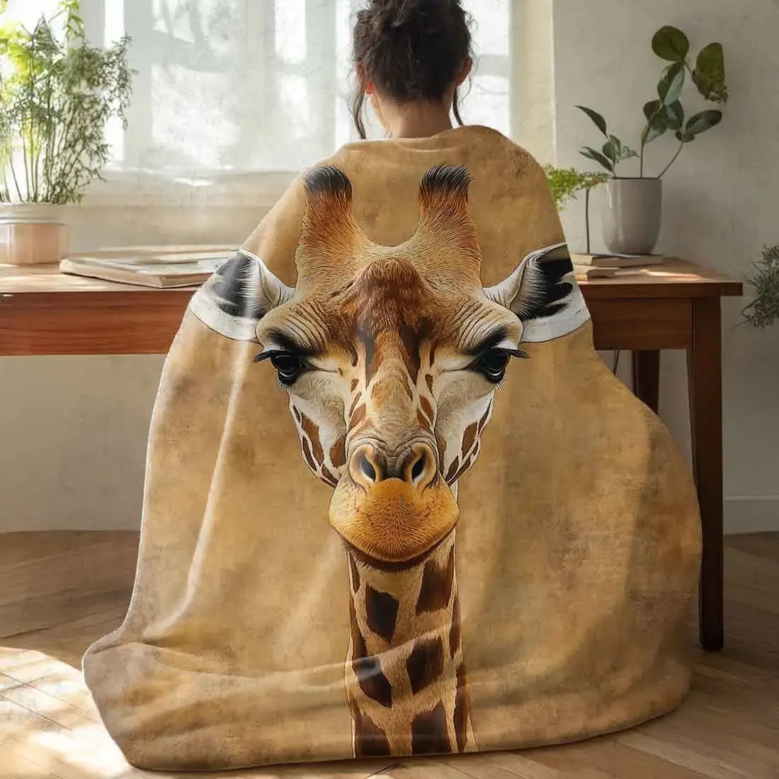 Giraffe Throw Blankets Warm Soft Plush Knee Blanket For Winter Office Bedroom Sofa Travel Gifts Home Decor