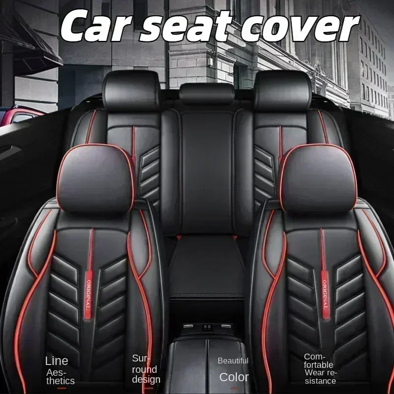 لسيارة شيفروليه سيلفرادوف غطاء مقعد السيارة عالي الجودة مقاوم للماء ومقاوم للاهتراء من الجلد الصناعي الناعم بالكامل 5 غطاء مقاعد