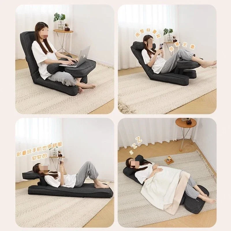 Lazy sofa balcony can sit and lie down tatami bedroom bed dual-purpose backrest chair