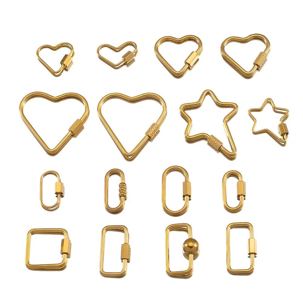 

5pcs Gold Stainless Steel Oval Heart Screw Lock Clasp Connector Fastener Clip For DIY Necklaces Keychain Jewelry Making Supplies
